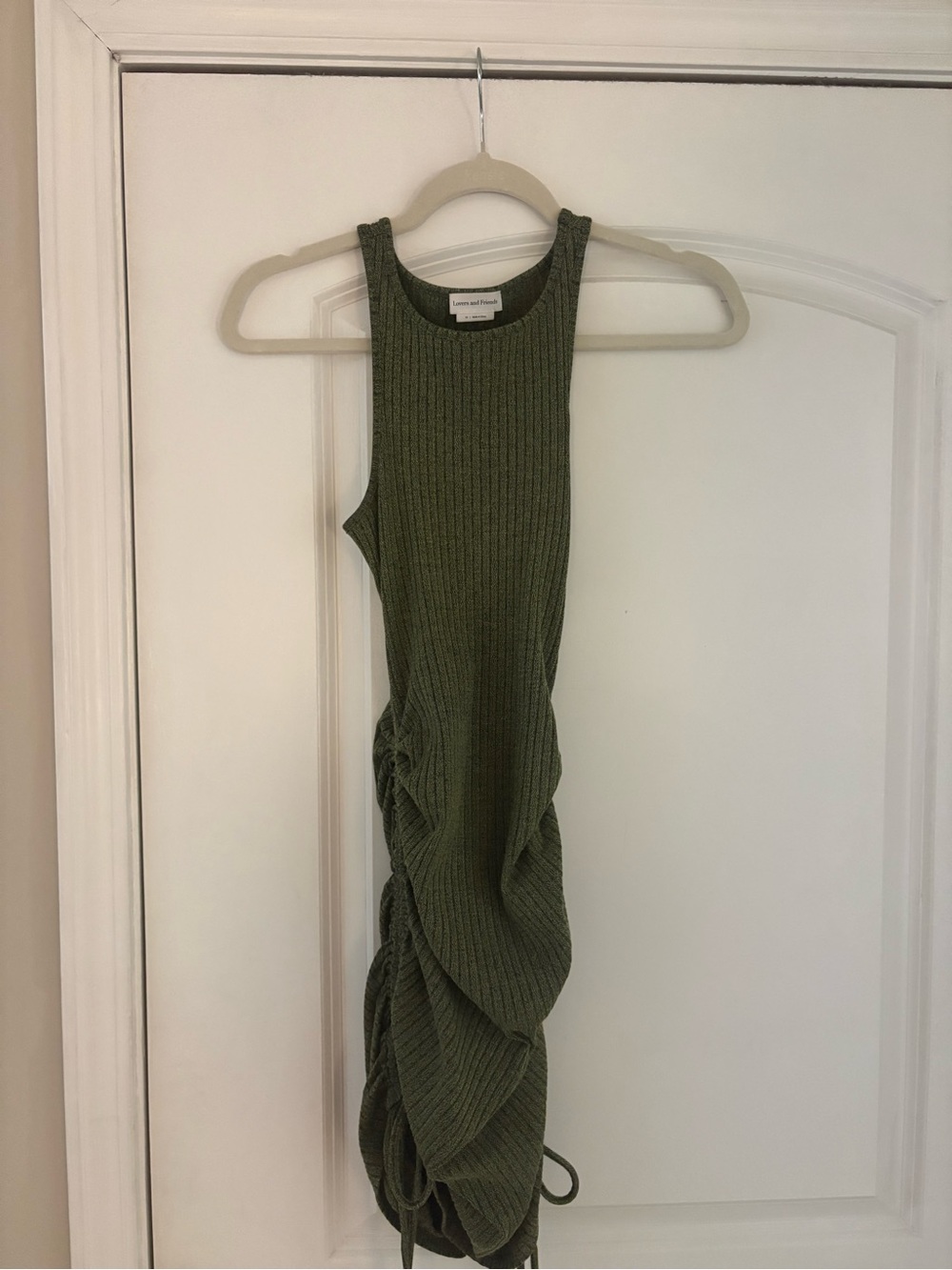 Lovers + Friends Olive Green Ribbed Mini Dress